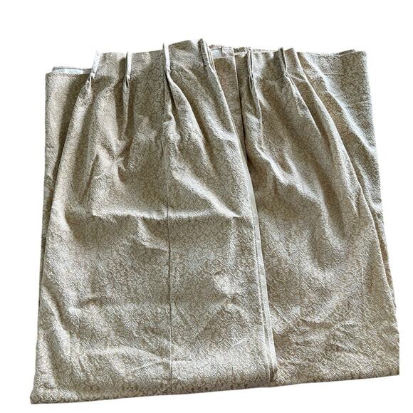 Vintage 60s Pinch Pleat Brocade Tapestry Floral Perma Prest Curtain 2 Panels MCM - Picture 1 of 8